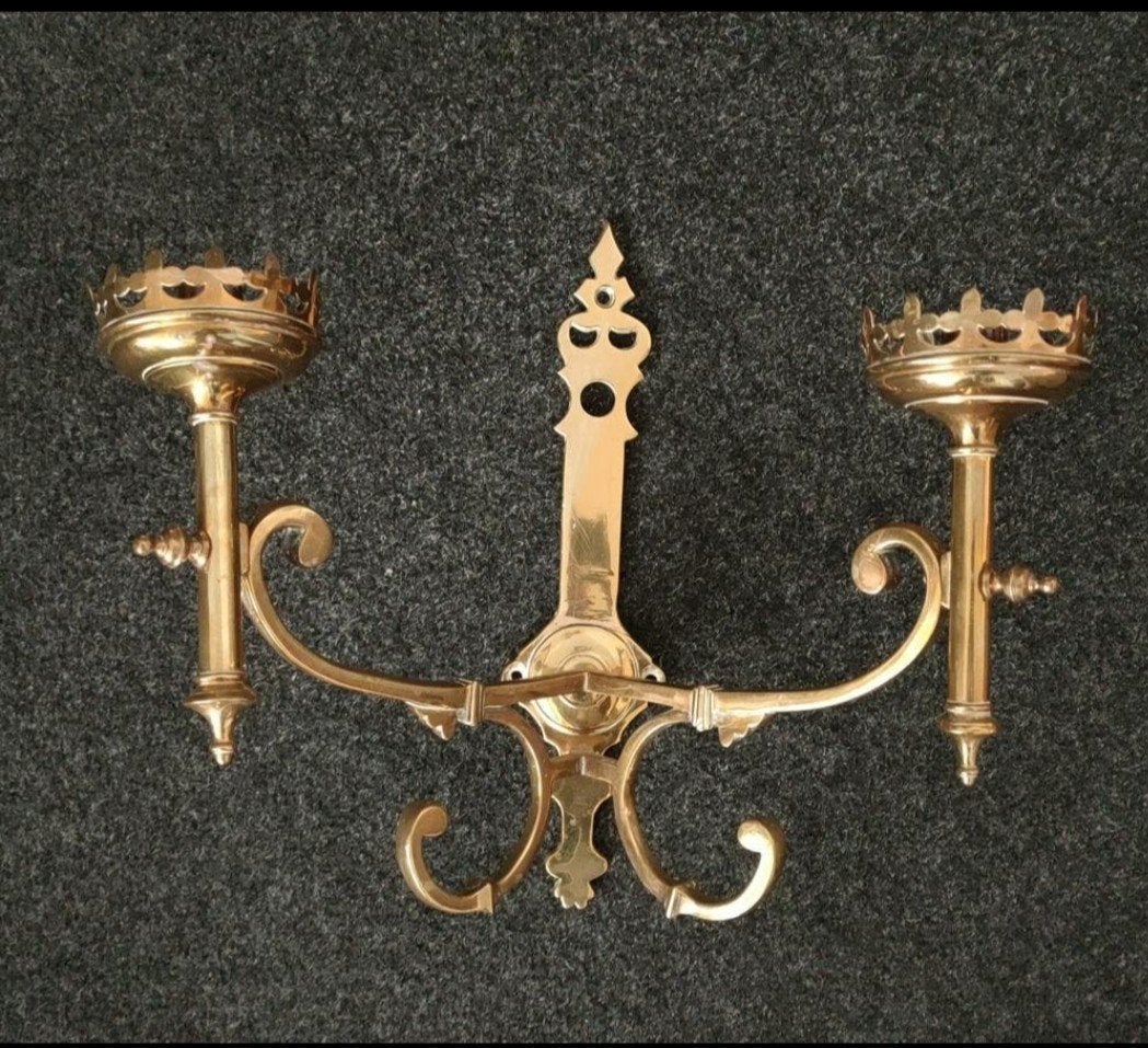 Antieke wandkandelaar, Ophalen, Koper of Brons
