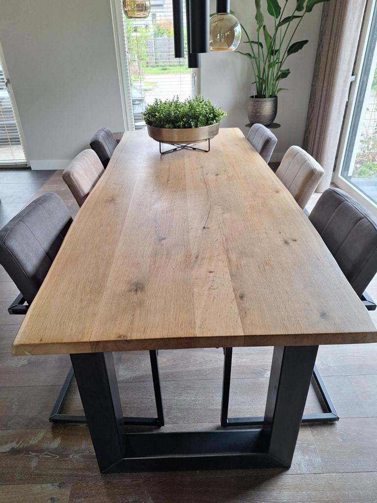 Eettafel met 6 stoelen, 200 cm of meer, Vijf personen of meer, Rechthoekig, 50 tot 100 cm
