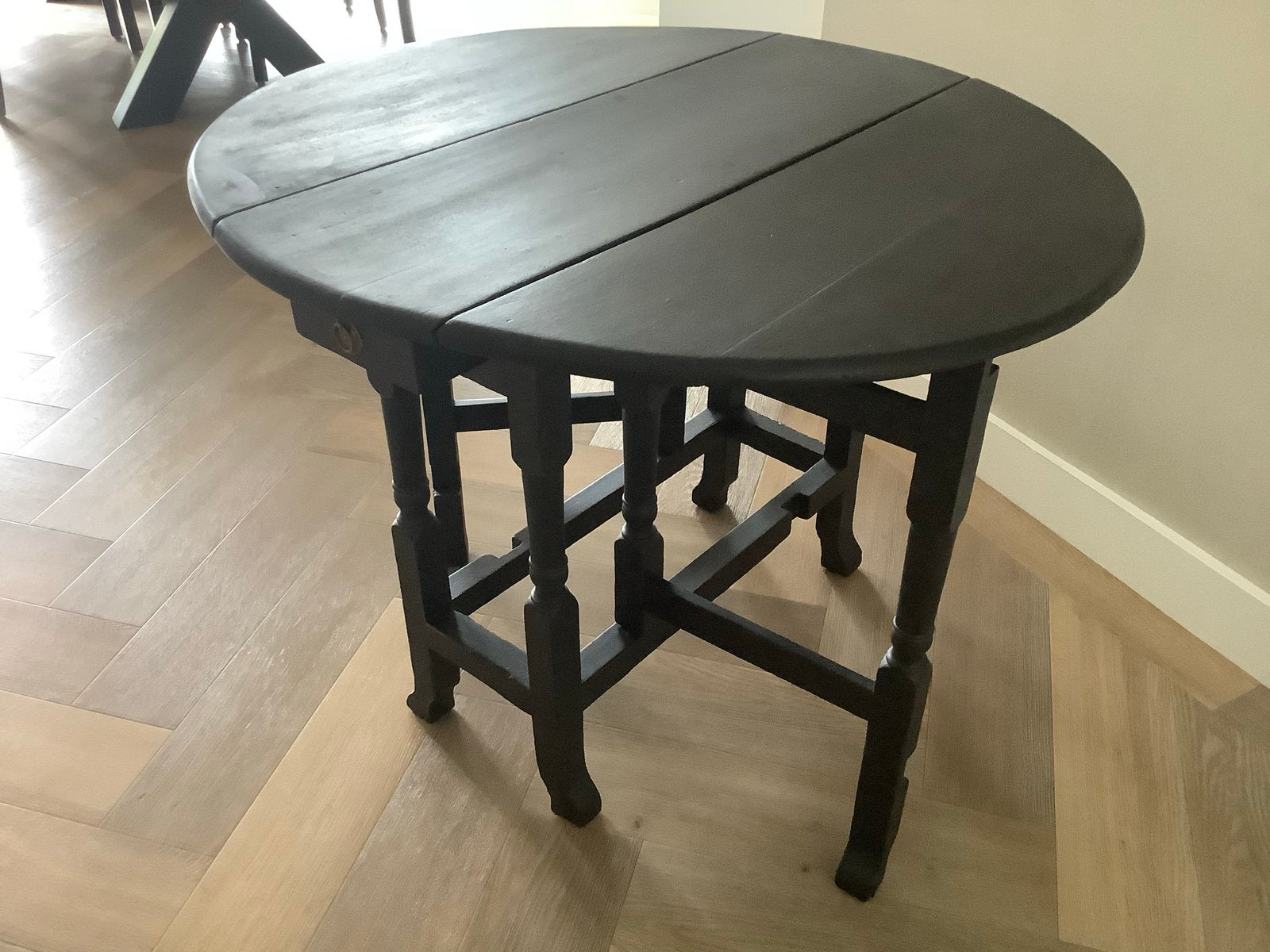 Antieke gateleg tafel, zwart, 95x70 cm, Antiek en Kunst, Ophalen