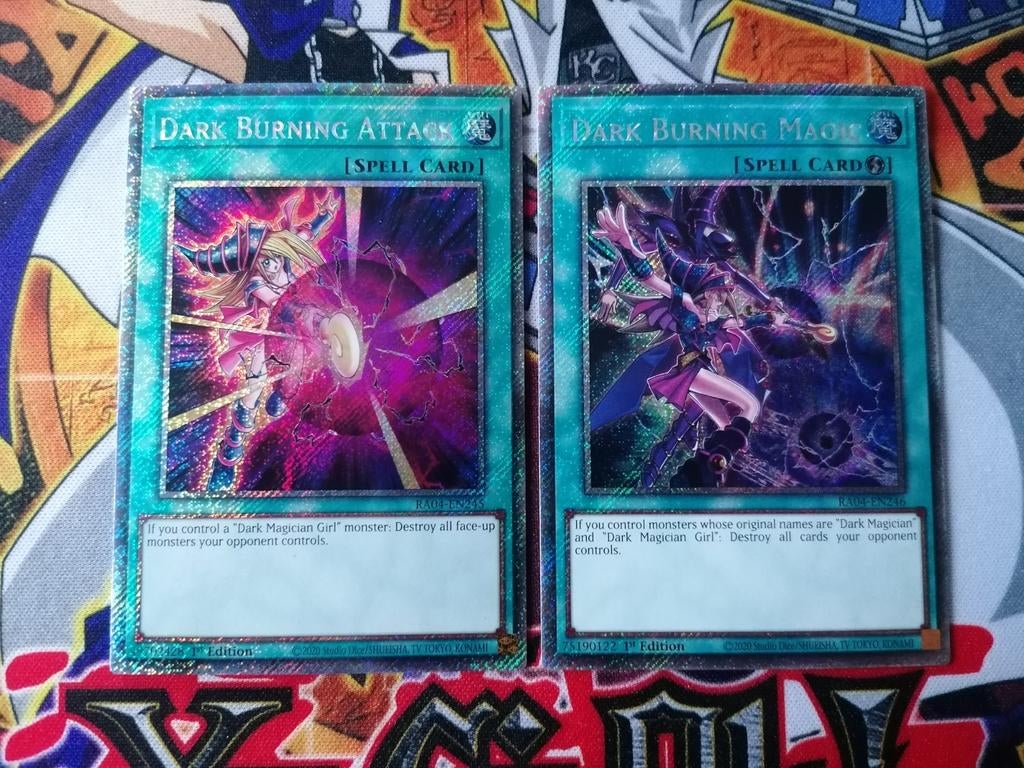 Dark Burning Magic + Attack - Platinum Secret Rare RA04 YGO, Hobby en Vrije tijd, Verzamelkaartspellen | Yu-gi-Oh!, Ophalen of Verzenden