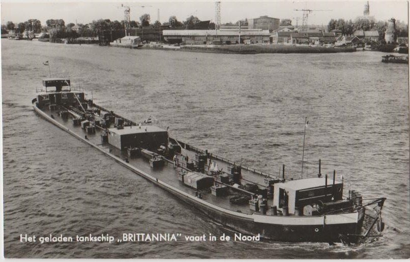 Rotterdam Tankschip Brittannia vaart in de Noord 1962, Ophalen, Nieuw, Motorboot, Kaart, Foto of Prent