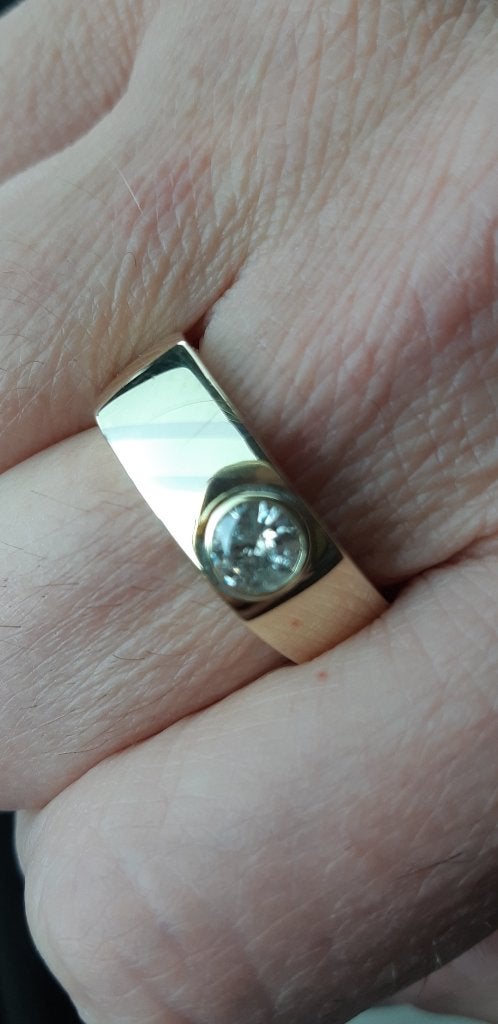 Briljant VS1 0.75 Crt. 14K zware ring., 20 of groter, Heer, Ophalen of Verzenden, Zo goed als nieuw