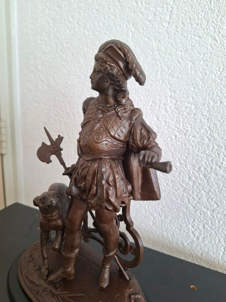 Middeleeuwse jager met hond ., Antiek en Kunst, Ophalen of Verzenden