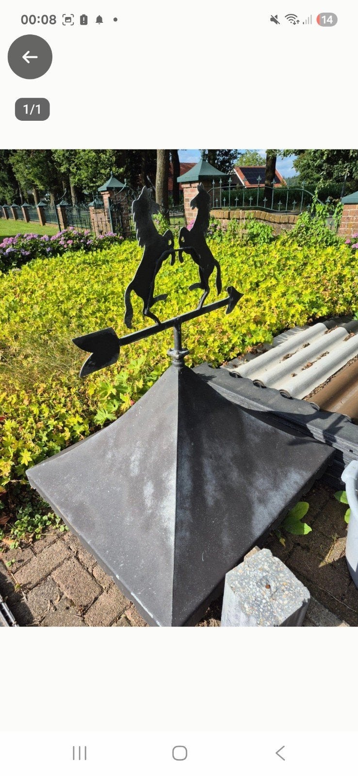 Schoorsteenkap met windvaan paarden 77x86 cm, Ophalen of Verzenden, Gebruikt