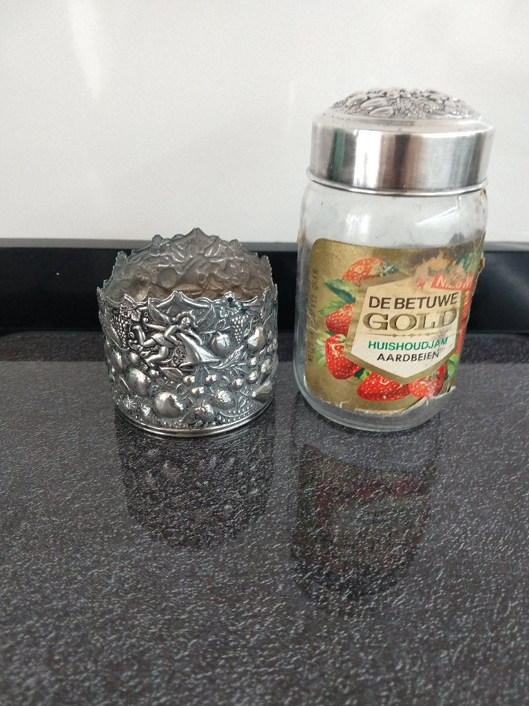 Verzilverde confiturehouder met deksel, Antiek en Kunst, Ophalen of Verzenden