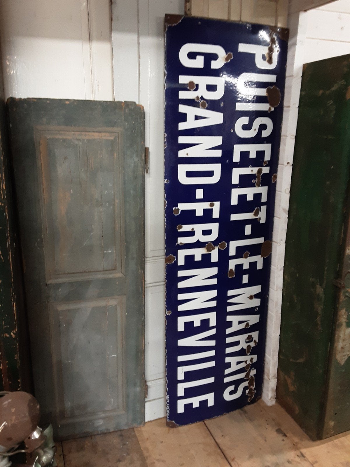 Naambord plaatsnaambord verkeersbord brocante industrieel, Ophalen
