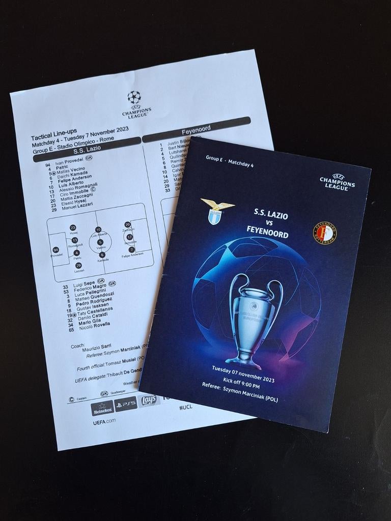 Progr/Teamsheet SS Lazio - Feyenoord, Verzenden, Nieuw, Feyenoord