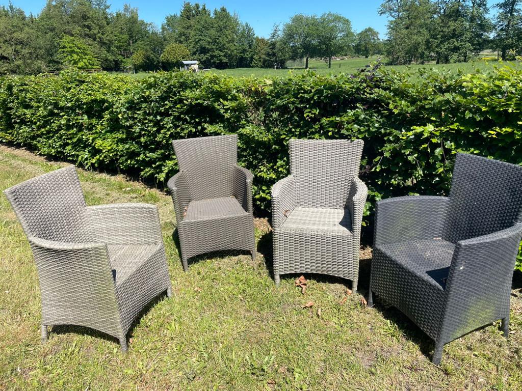 4 wicker tuinstoelen, Tuin en Terras, Tuinstoelen, Ophalen, Gebruikt, Rotan