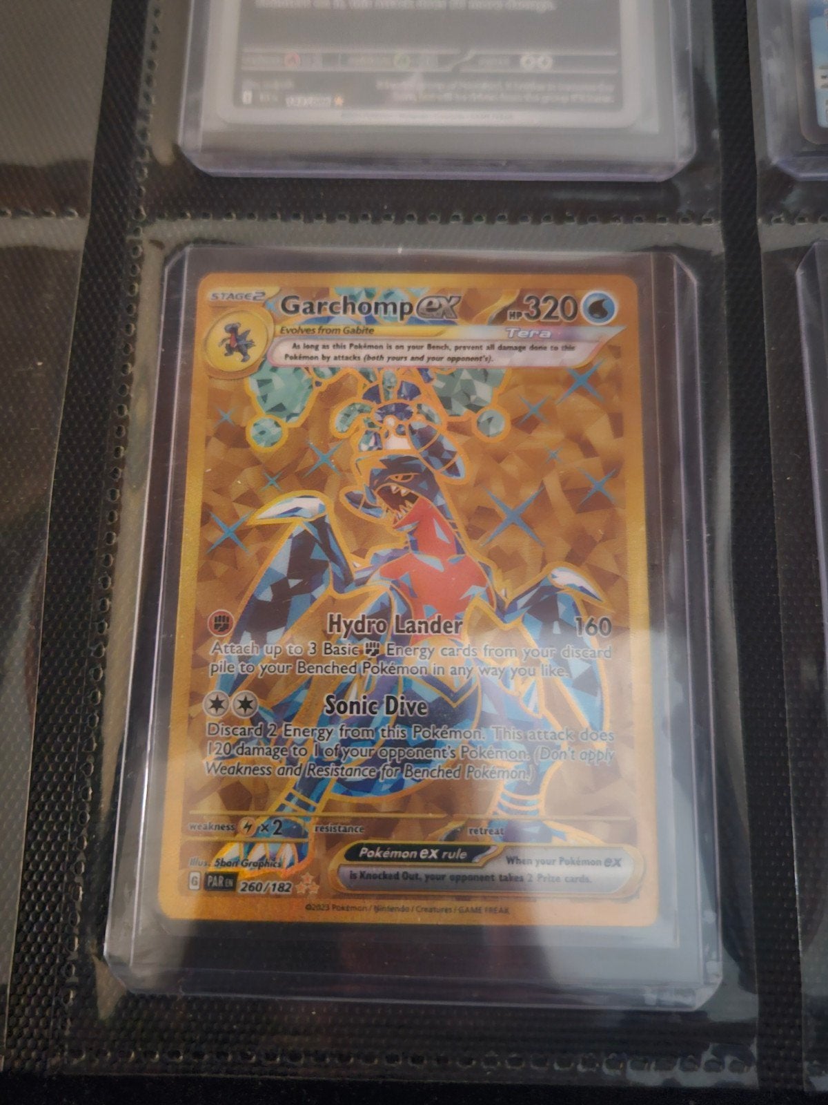 Pokemon Garchomp ex 260/182 Paradox Rift, Ophalen of Verzenden, Zo goed als nieuw, Losse kaart, Foil