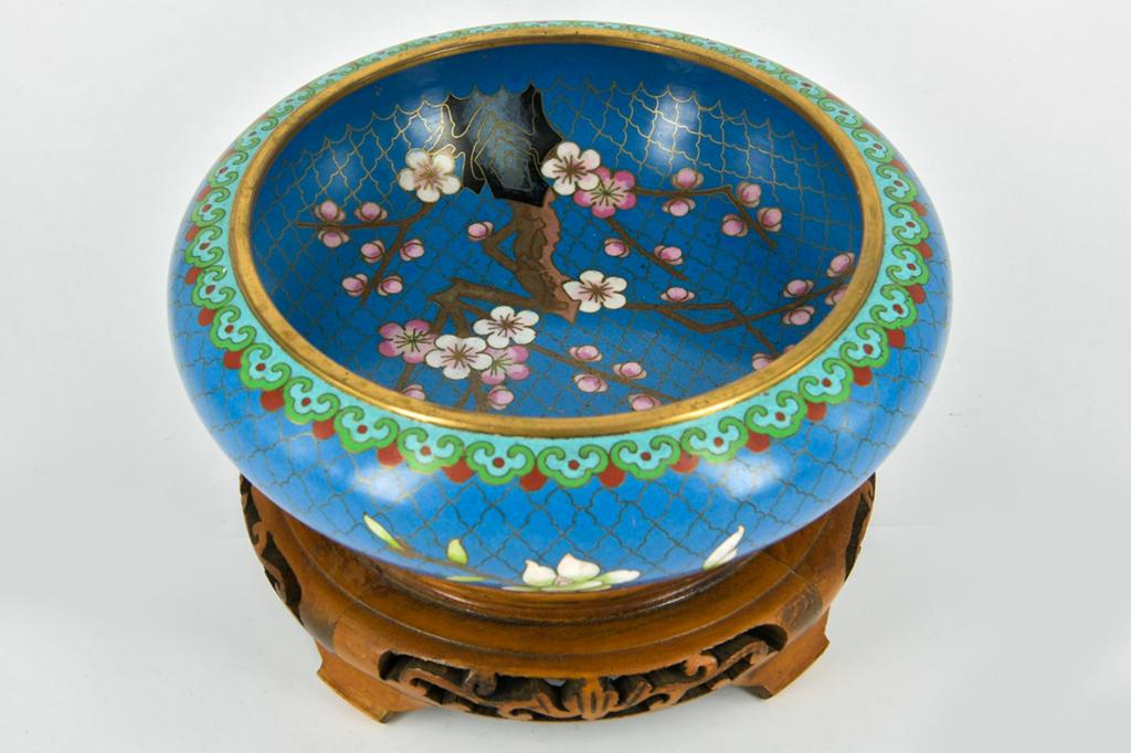 ANTIEKE CLOISONNE SCHAAL OPVOET, Ophalen of Verzenden