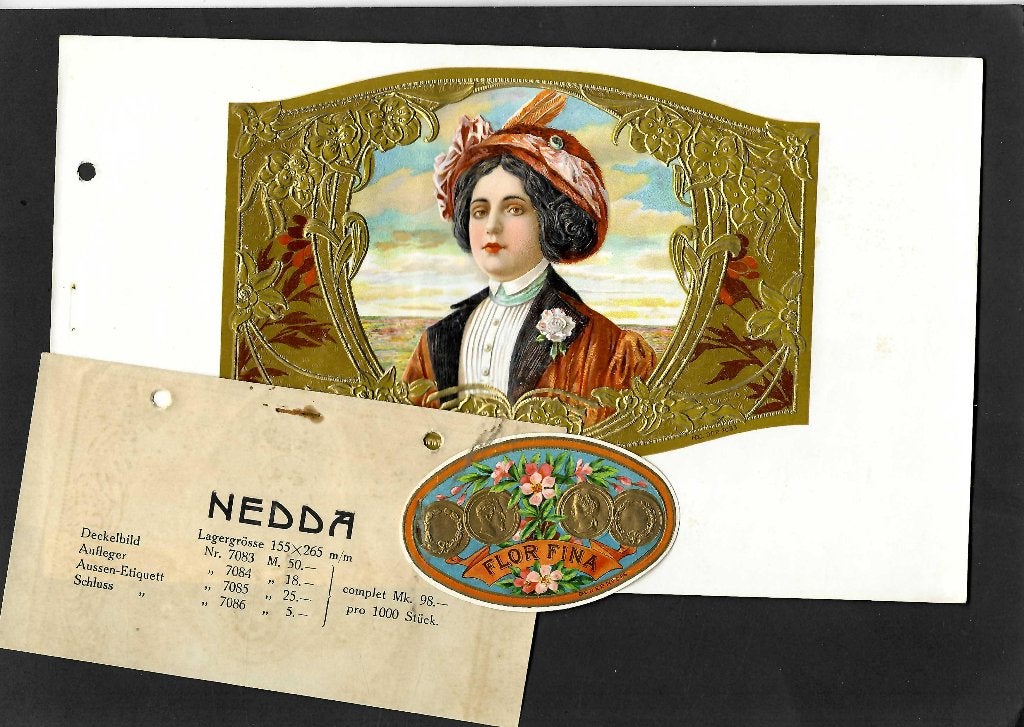 Heinrich Deussen   set etiket   Nedda, Ophalen of Verzenden, Gebruikt, Sigarenbandjes