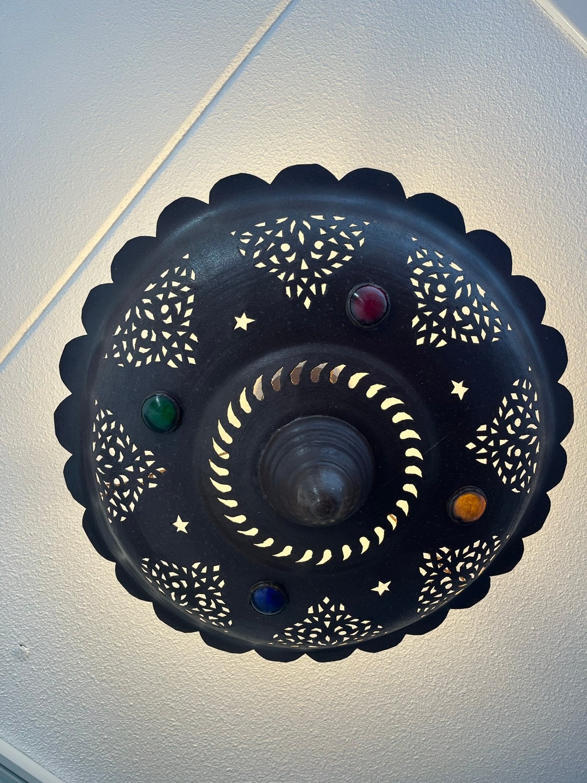 Oosterse Plafondlamp met Gekleurd Glas, Meerkleurig, Rond, Zo goed als nieuw, Plafondlamp