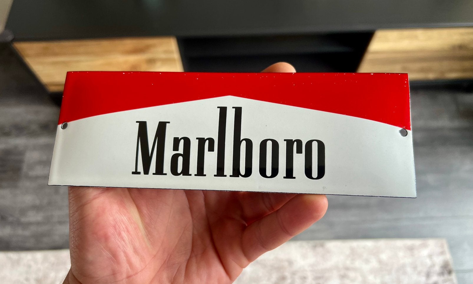 Marlboro emaille reclame deurpost bordje, Ophalen of Verzenden, Zo goed als nieuw, Reclamebord
