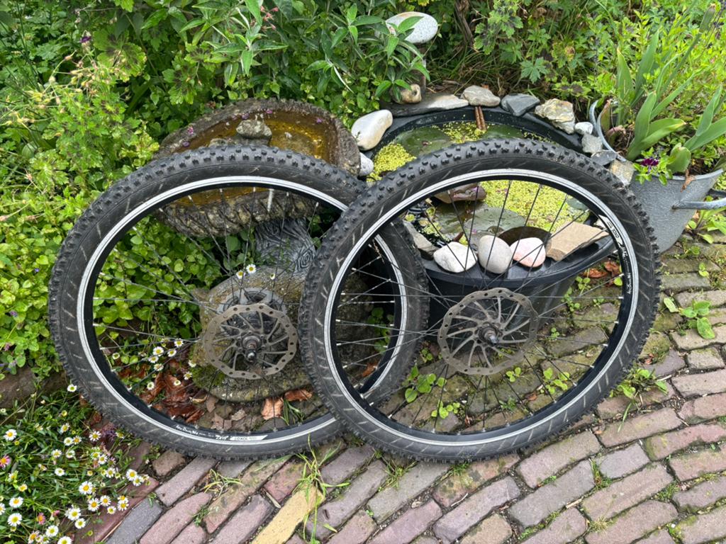 Set 26” ATB wielen voor schijfremmen en shimano 8-9-10 speed, Fietsen en Brommers, Fietsonderdelen, Wiel, Gebruikt, Overige materialen