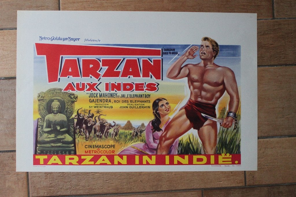 filmaffiche Tarzan Goes To India 1962 filmposter, Rechthoekig Liggend, Ophalen of Verzenden, Zo goed als nieuw, A1 t/m A3