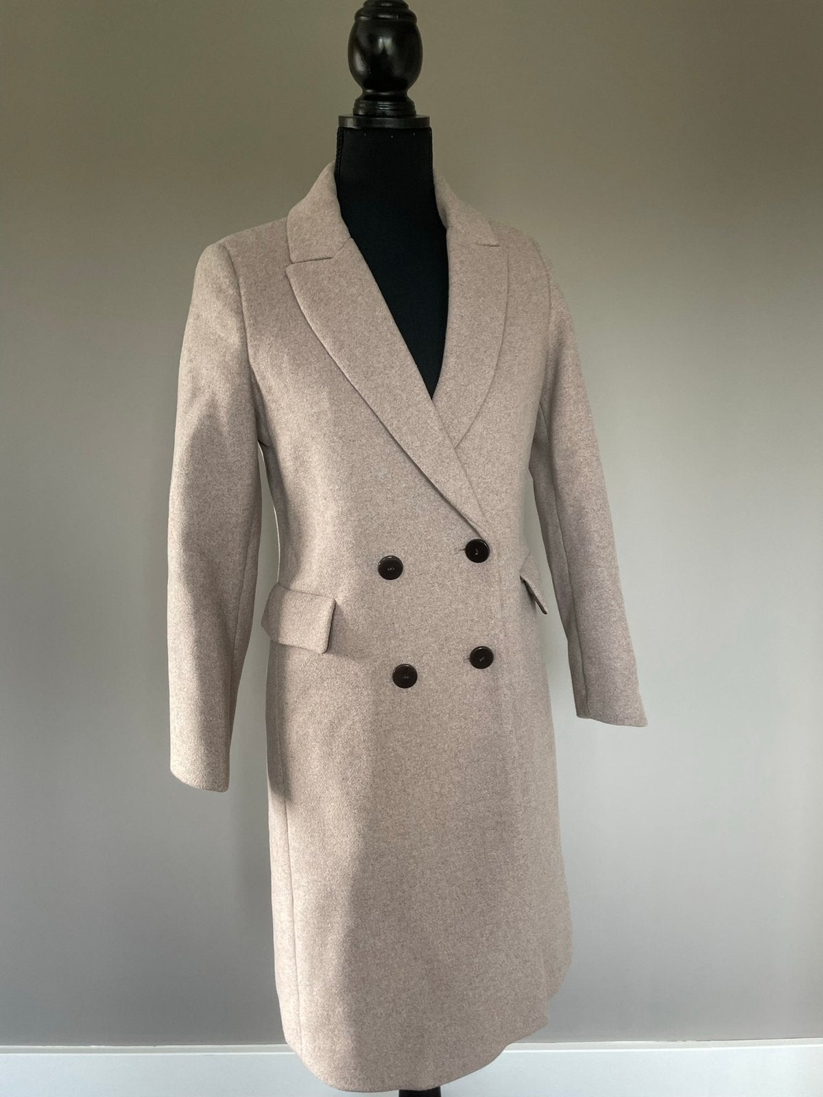 Mantel, tussenjas, mango, maat XS., Ophalen of Verzenden, Zo goed als nieuw, Maat 34 (XS) of kleiner, Beige