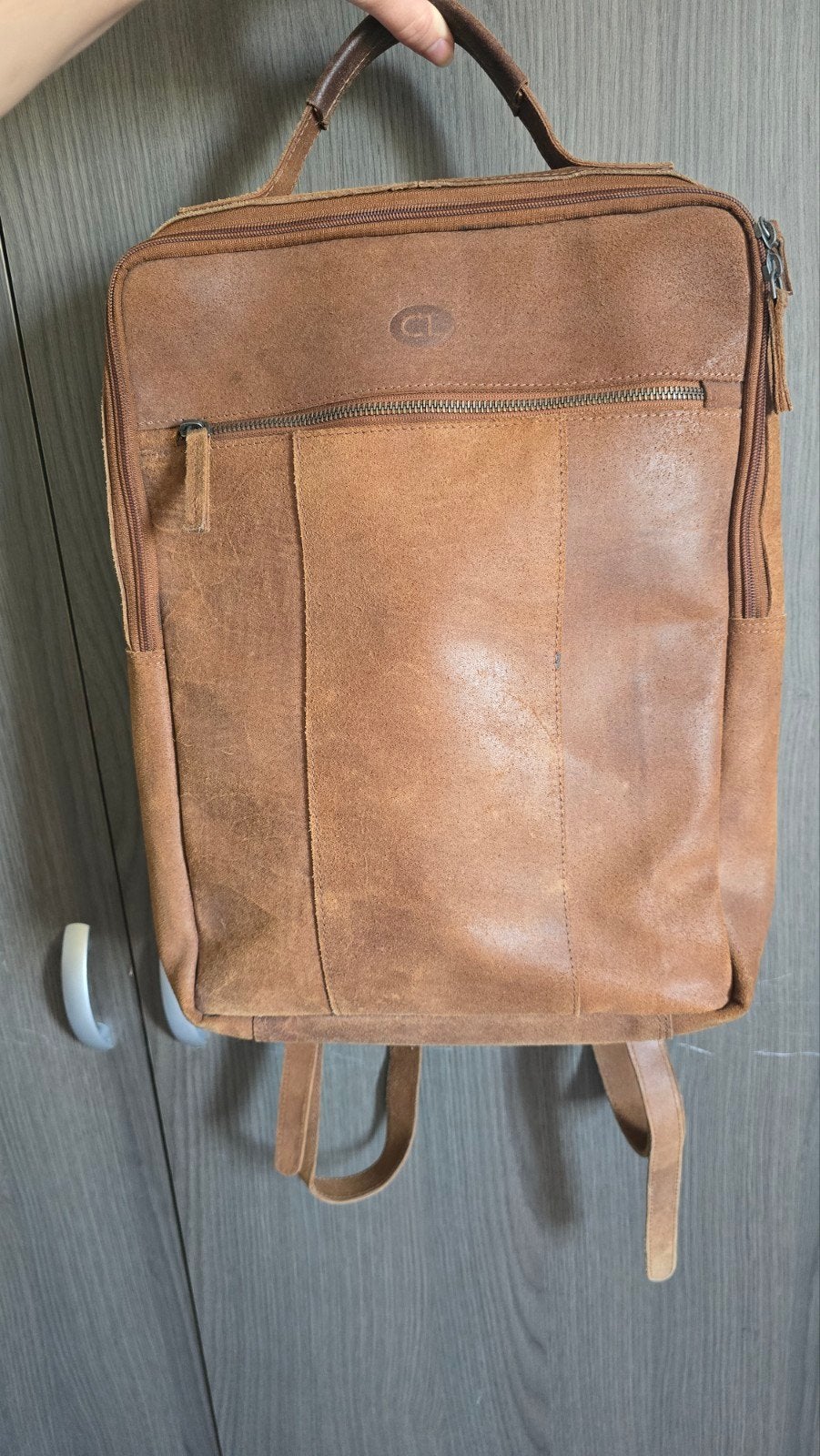 Leren rugzak laptop bruin, Sieraden, Tassen en Uiterlijk, Tassen | Rugtassen, Ophalen of Verzenden
