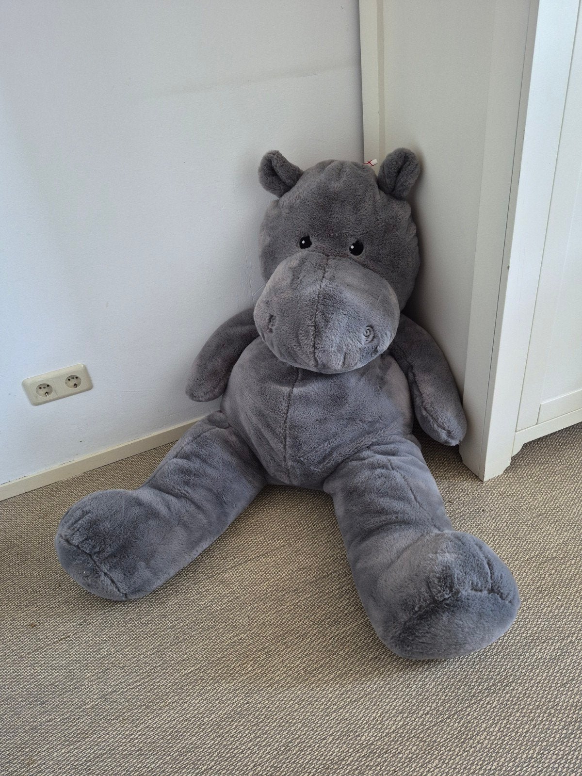 Grote grijze nijlpaard knuffel - Zo goed als nieuw, Ophalen, Overige merken, Overige karakters, Overige typen