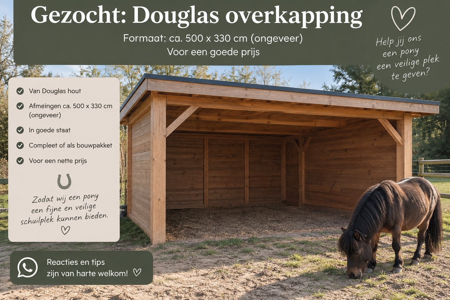 GEZOCHT Douglas overkapping
