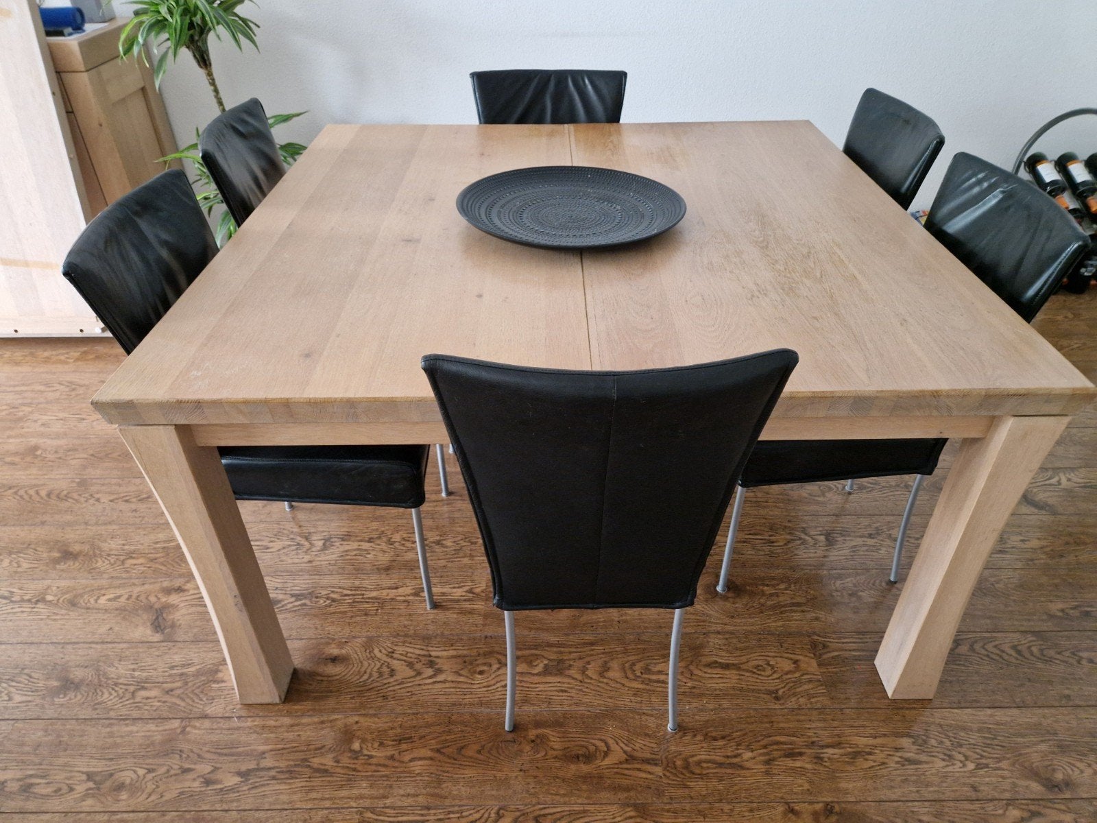 Vierkante Eettafel hout uitschuifbaar, Huis en Inrichting, Tafels | Eettafels, Ophalen, Gebruikt, Vijf personen of meer, 100 tot 150 cm