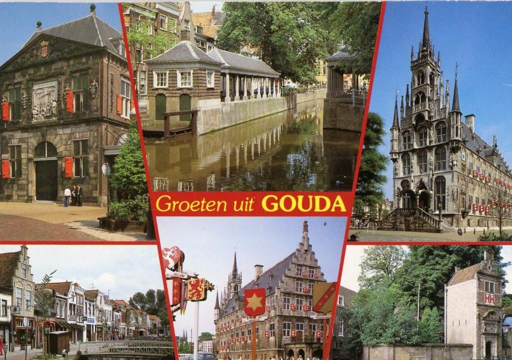 GOUDA Waag Bruggen Visbank Stadhuis Groeten, Verzenden, 1980 tot heden, Gelopen, Zuid-Holland