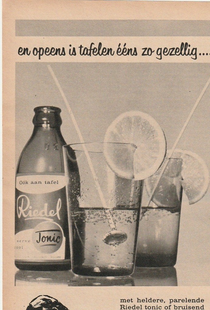 Retro reclame 1962 Riedel limonade tafelen zo gezellig, Verzamelen, Verzenden, Overige typen