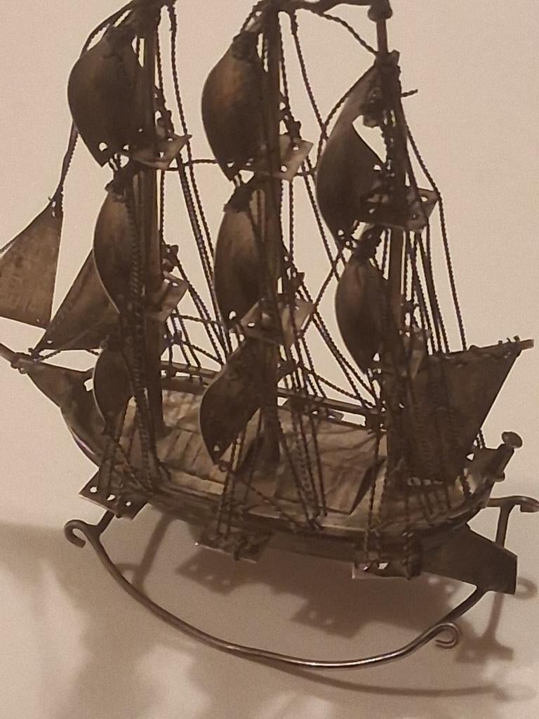 Zilveren miniatuur zeilschip, Antiek en Kunst, Ophalen of Verzenden, Zilver