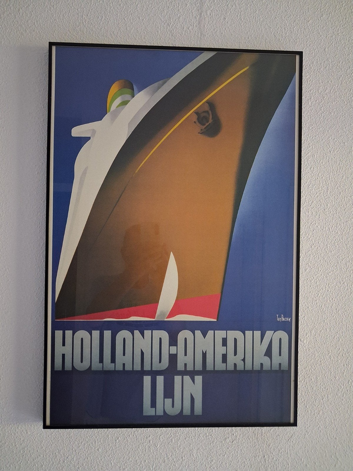 Vintage Holland-Amerika Lijn Poster met Lijst, Verzamelen, Posters, Ophalen, Met lijst, A1 t/m A3, Overige onderwerpen