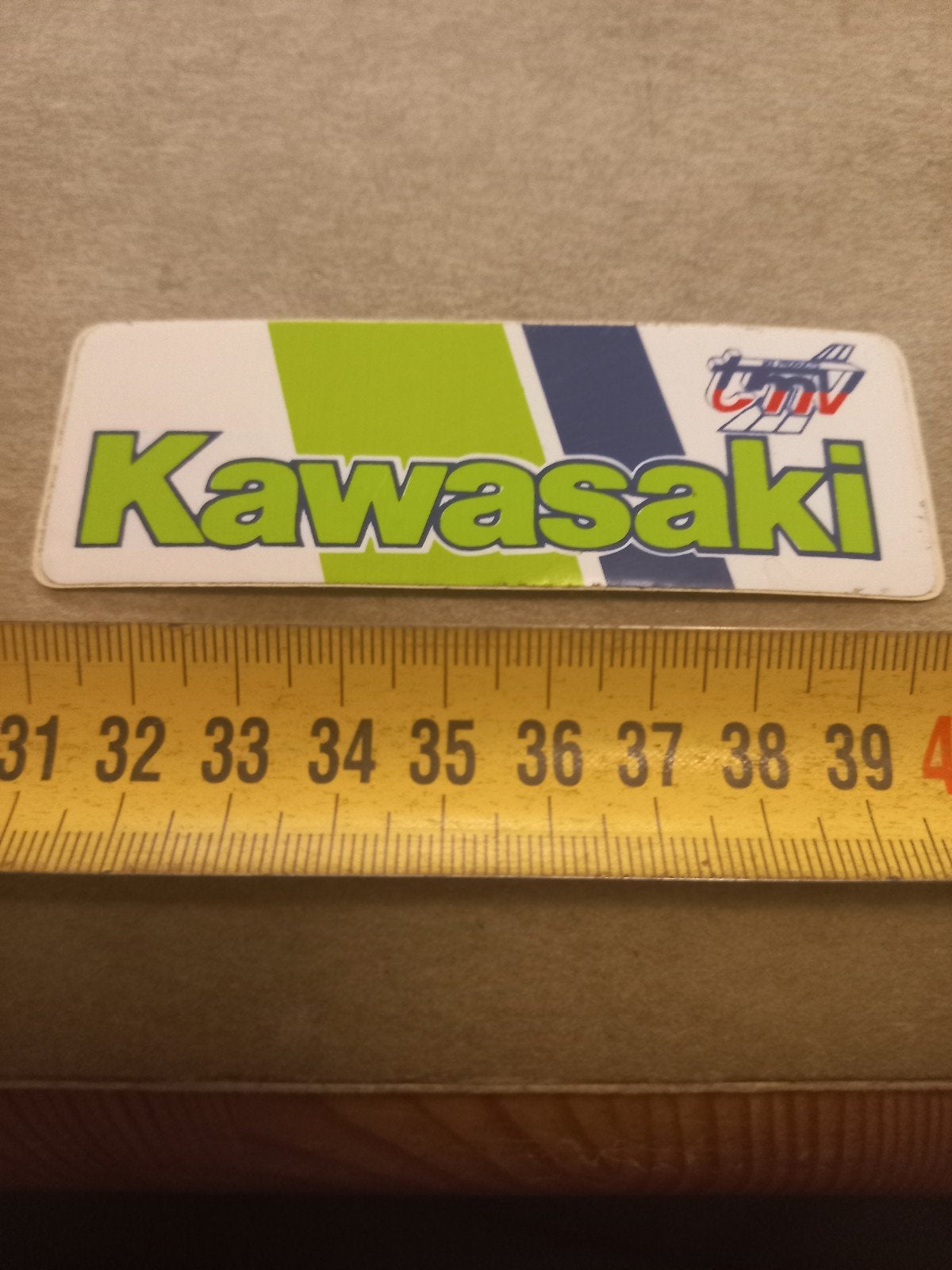 Kawasaki Sticker /7- Groen/Blauw, Verzamelen, Ophalen of Verzenden