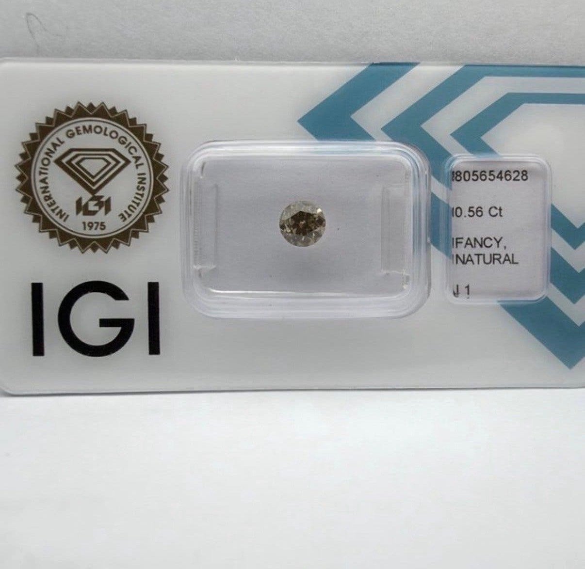 Natuurlijke Fancy Geelbruine Diamant 0.56 Ct IGI Gecertifice, Ophalen of Verzenden, Nieuw