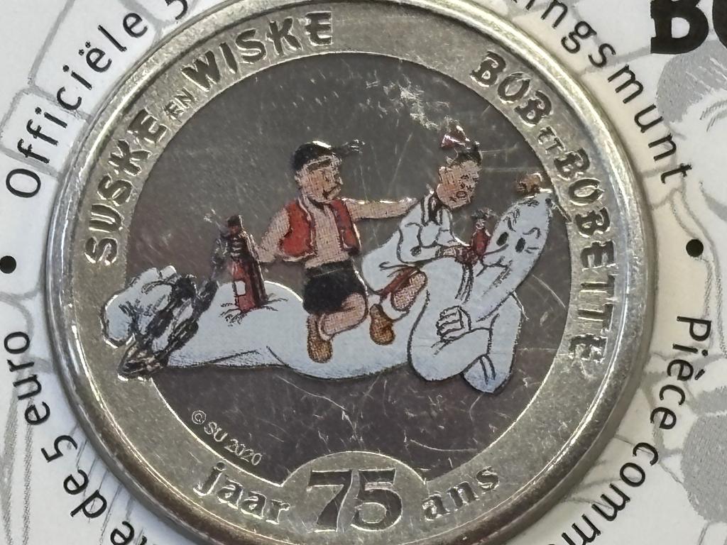 5 euro Suske&wiske coincard GEKLEURD Belgie 2020, Ophalen of Verzenden, Verzilverd, Setje