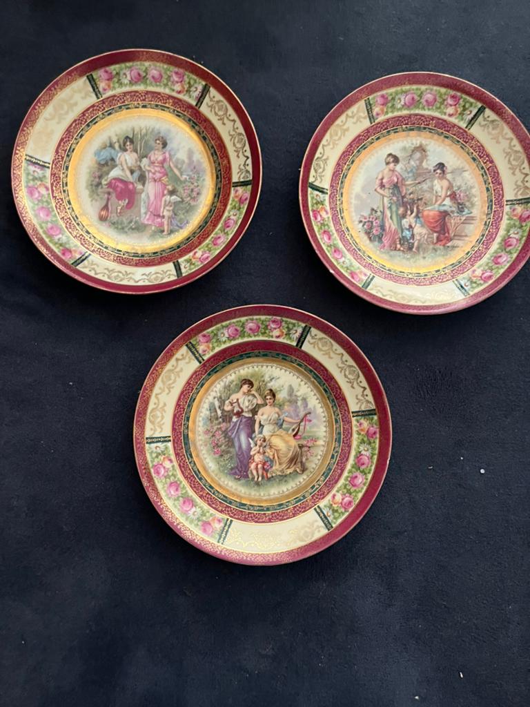 3 wandborden in Royal Vienna stijl, Antiek en Kunst, Ophalen of Verzenden