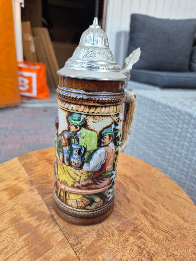 Antieke Gerzit Gerz Bierpul 24cm met werkend deksel, Ophalen of Verzenden