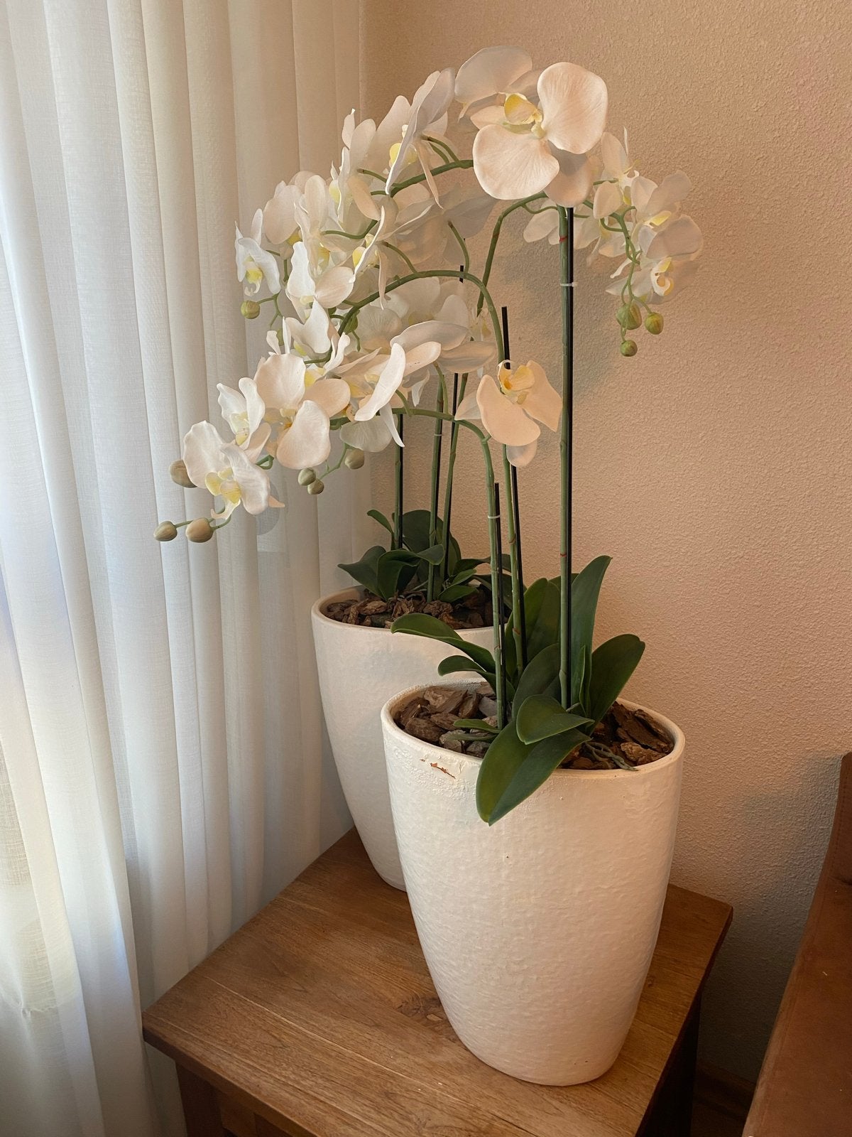 Set van 2 kunst orchideeën in witte potten, Binnen, Gebruikt, Kunstbloem, Ophalen of Verzenden