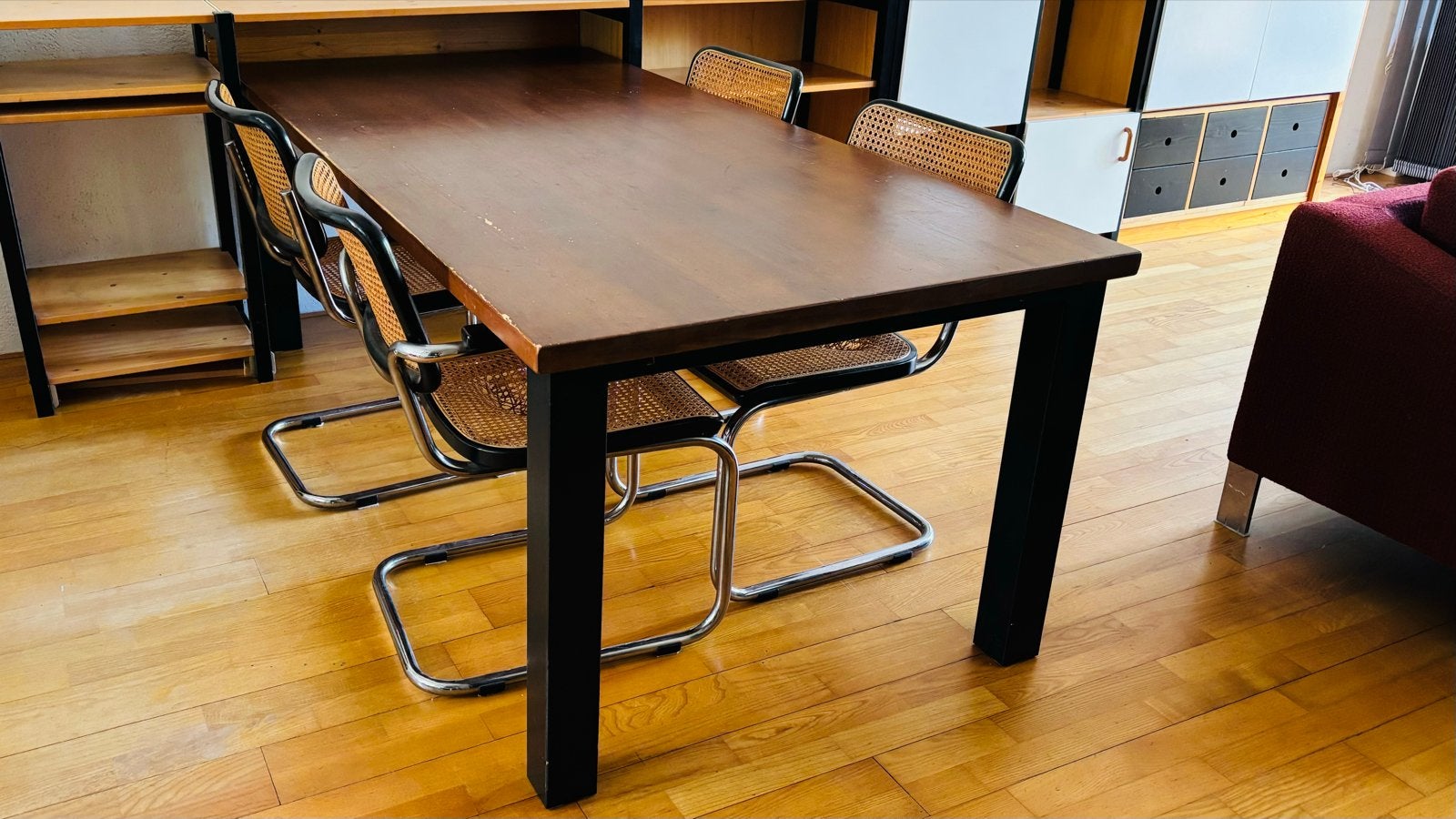 Vintage Lundia eettafel 200x95 cm, Ophalen, Gebruikt, 50 tot 100 cm, Vijf personen of meer