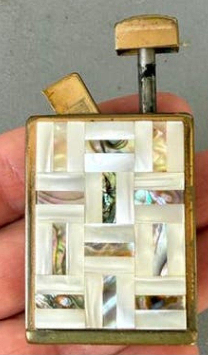 Art Deco La Donna Parfumverstuiver Parelmoer & Abalone, Antiek en Kunst, Antiek | Koper en Brons, Ophalen of Verzenden, Koper