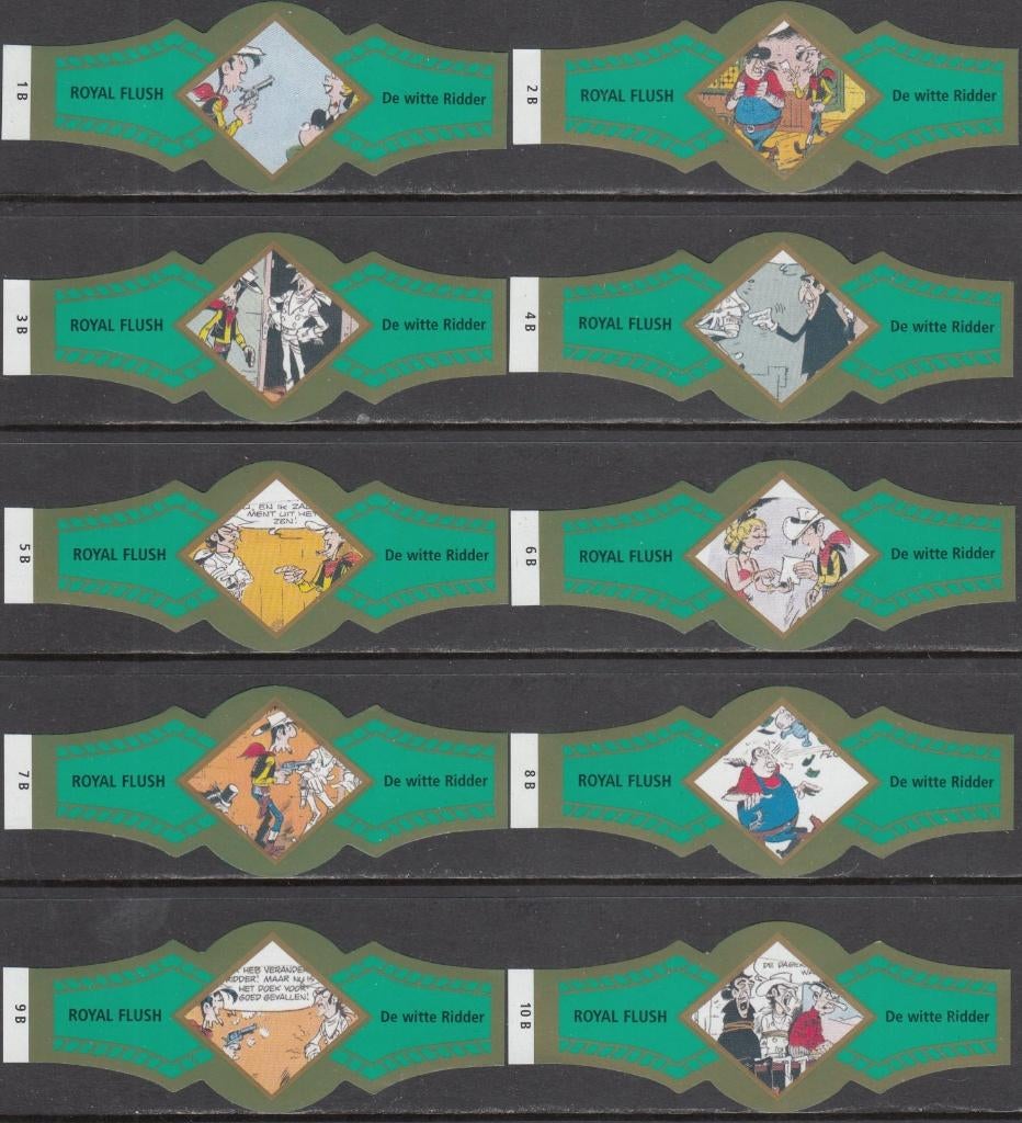 Sigarenbanden Lucky Luke De witte Ridder, Royal Flush 1B-10B, Ophalen of Verzenden, Nieuw, Sigarenbandjes