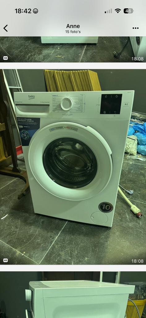 Wasmachine (Beko BM3WFU37412CW), Ophalen, Zo goed als nieuw, 85 tot 90 cm, 1200 tot 1600 toeren