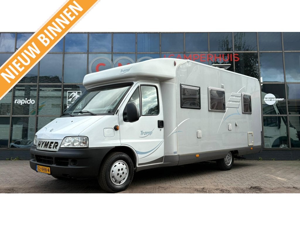 Hymer Tramp 655 Airco,Topindeling,Vastbed, Caravans en Kamperen, Standaard zit, Ringverwarming, Fiat, 6 tot 7 meter