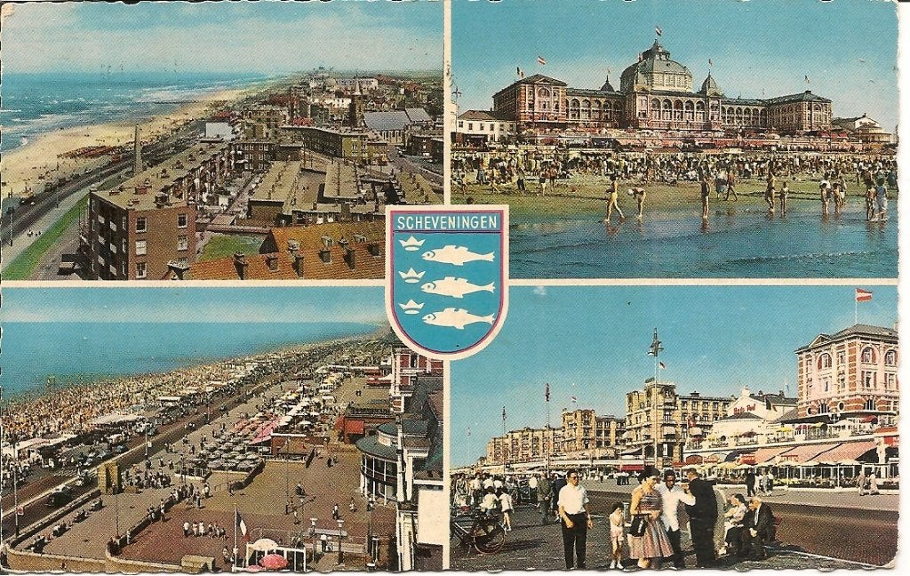 Vintage Ansichtkaart Scheveningen 1961 - Strand en Kurhaus, Ophalen of Verzenden, 1960 tot 1980, Gelopen, Zuid-Holland