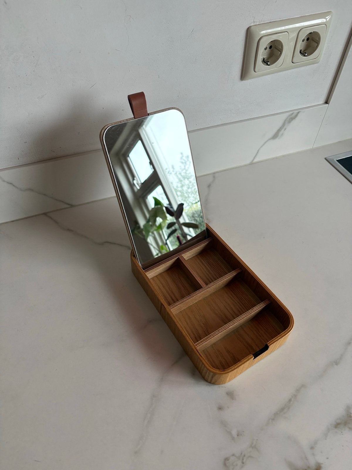 HK living houten sieradendoos met spiegel, Ophalen of Verzenden, Zo goed als nieuw