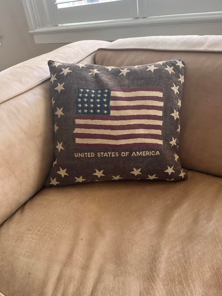 Kussen met Amerikaanse vlag - 40x40 cm, Ophalen of Verzenden, Zo goed als nieuw, Rood, Vierkant
