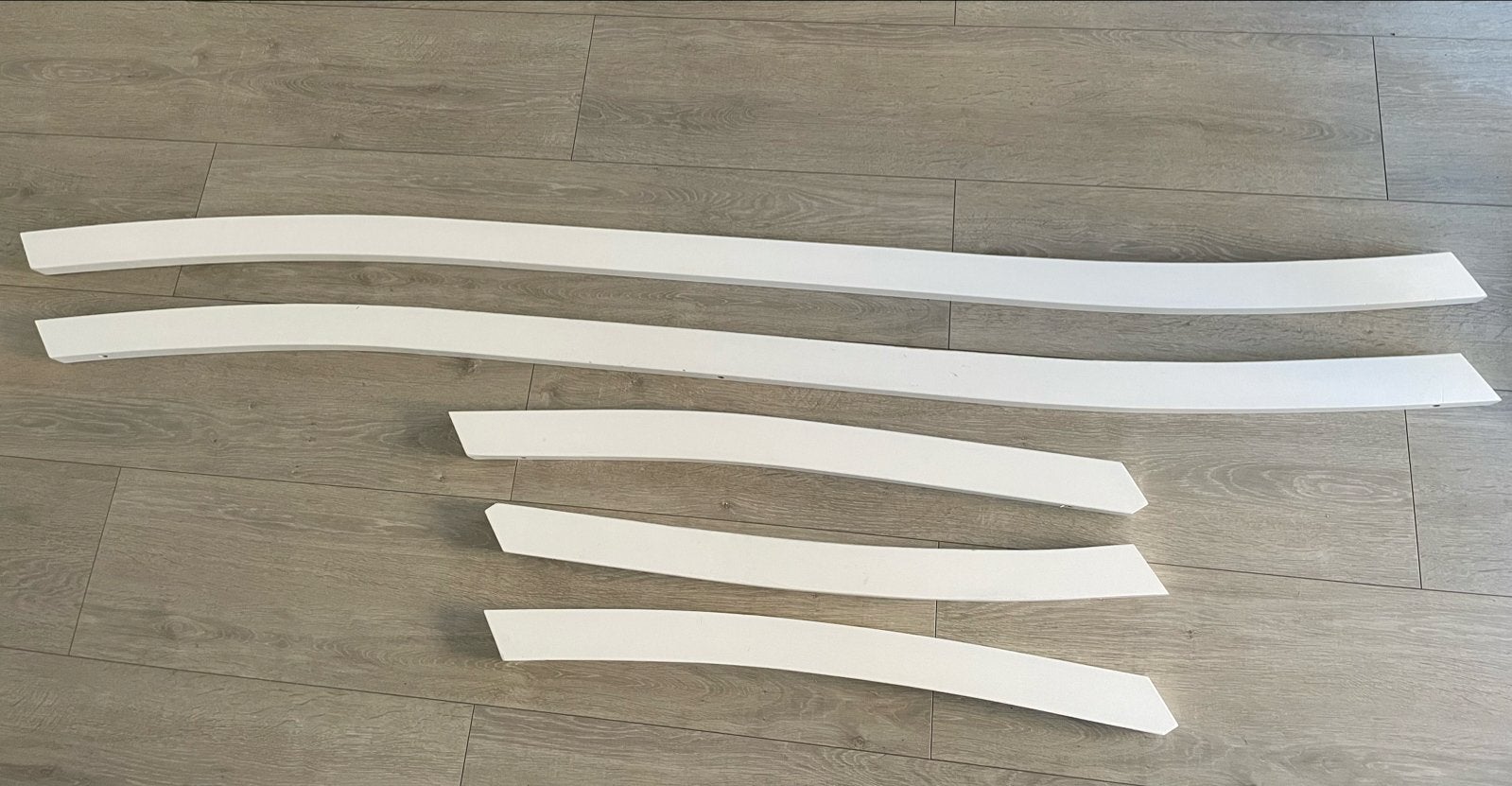 5 Witte Houten Trapleuningen - Diverse Lengtes, Ophalen, Gebruikt