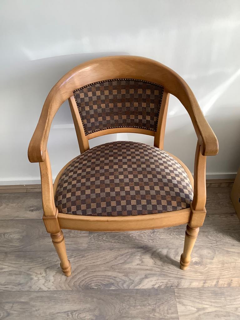 Mooie blank eiken stoel, Huis en Inrichting, Ophalen, Gebruikt, Bruin, Stof