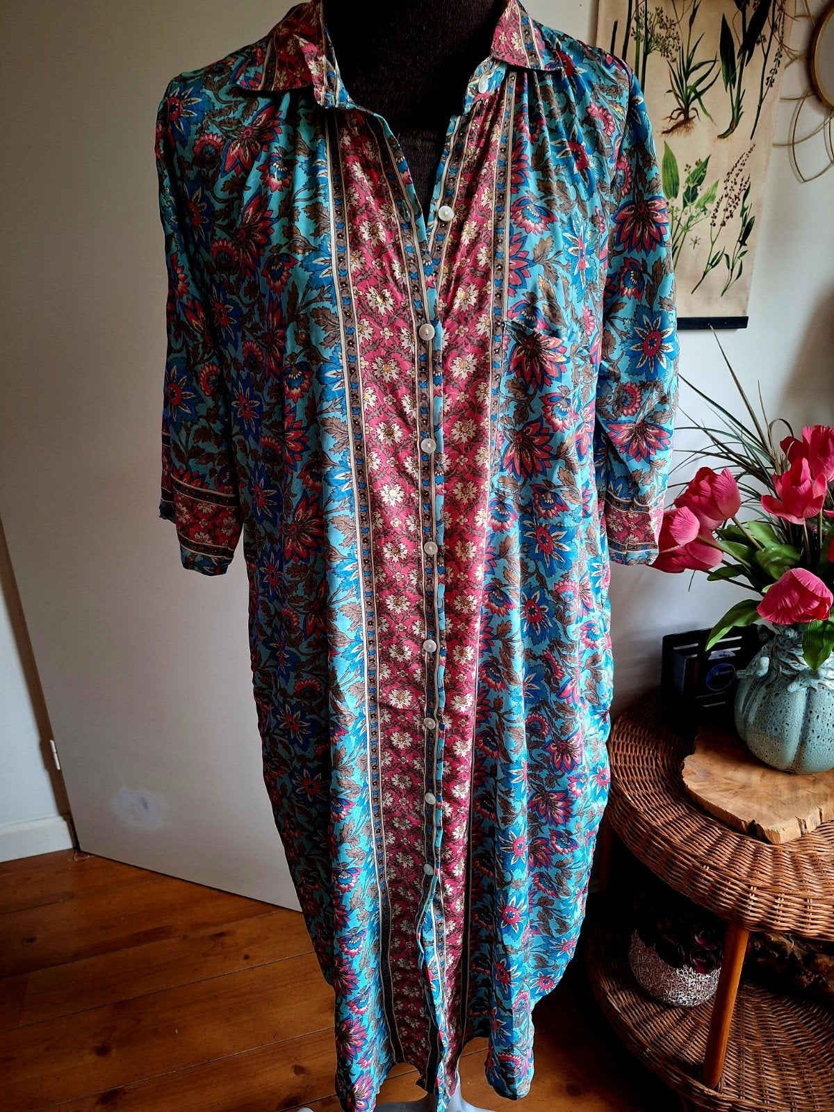 Jurk met zakken ibiza style boho  s m, Ophalen of Verzenden, Zo goed als nieuw, Blauw, Boven de knie