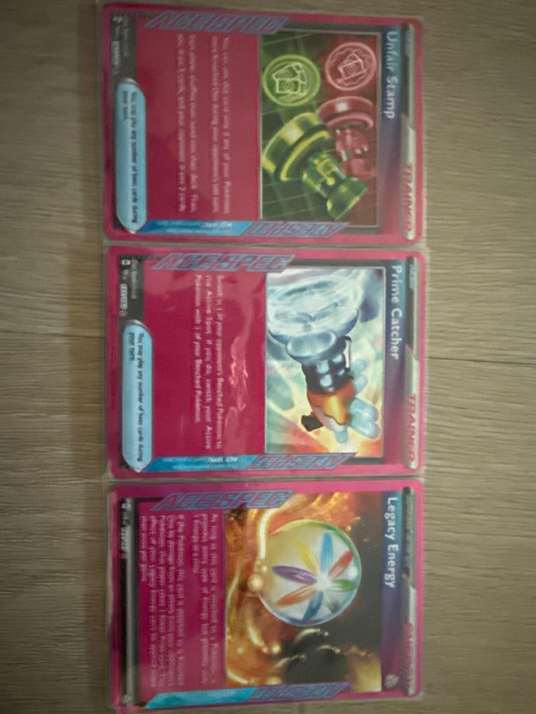 Pokemon kaarten: Prime Catcher, Legacy Energy, Unfair Stamp, Ophalen of Verzenden, Gebruikt, Meerdere kaarten