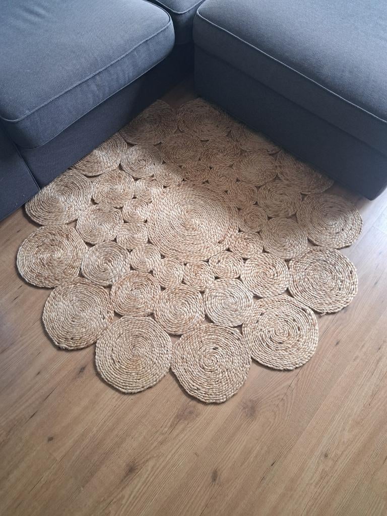 Rond Jute Vloerkleed Zeegras Touw Kleed 120cm Diameter, Huis en Inrichting, Stoffering | Tapijten en Kleden, Ophalen, Gebruikt