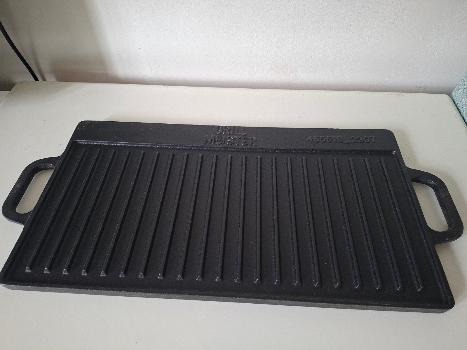 Grill Meister gietijzeren grillplaat dubbelzijdig, Ophalen of Verzenden, Zo goed als nieuw, Grill Meister