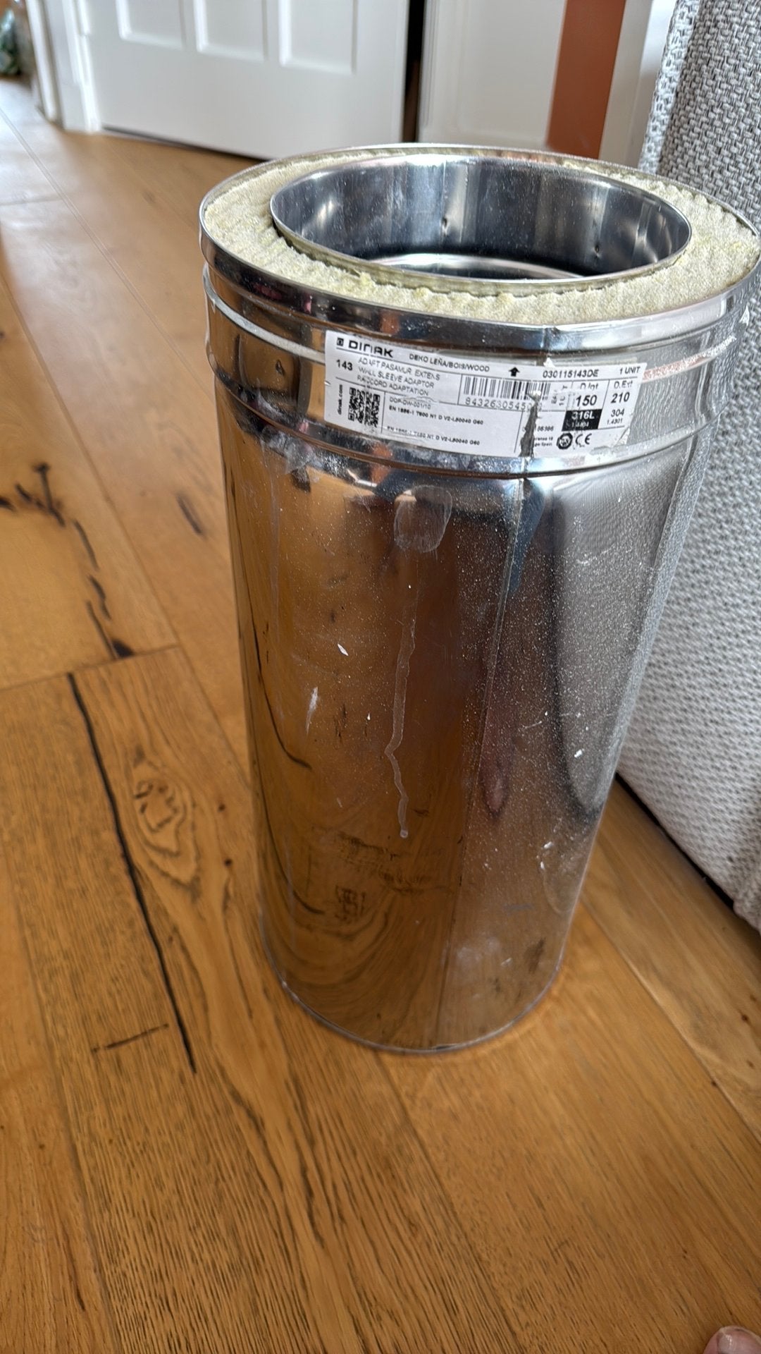 Dinak dubbelwandige sleeve, Huis en Inrichting, Kachels, Houtkachel, Ophalen of Verzenden, Zo goed als nieuw, Inbouw