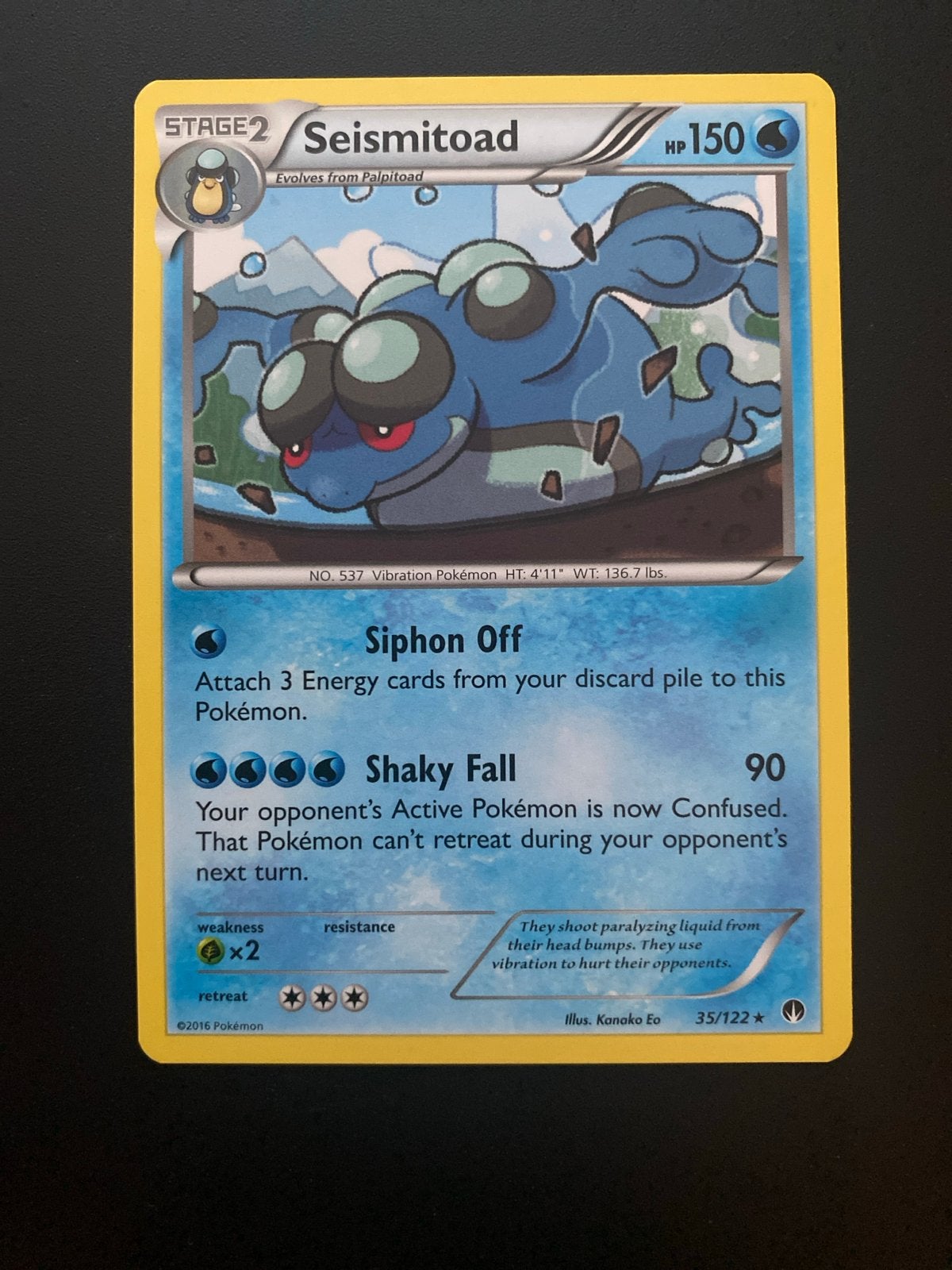 Seismitoad 35/122 Rare XY Breakpoint (2016) Packfresh Mint!, Ophalen of Verzenden, Zo goed als nieuw, Losse kaart